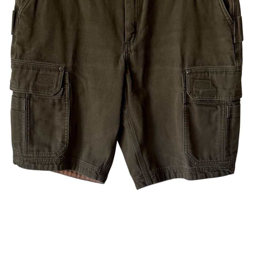 Duluth Trading Co Sz 36 Cargo Carpenter Shorts Utility Heavyweight Pockets Green - Picture 10 of 15